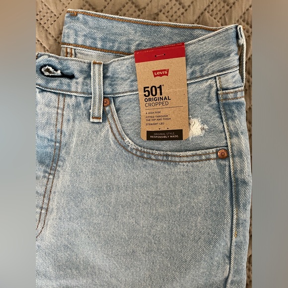 levis 501 high rise straight leg cropped jean - Picture 6 of 10